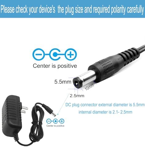 DC 12Volt 2A Power Supply Adapter 24W AC DC Wall Adapter 100-240V AC to DC 12V 2A 1.5A Power Adapter Cord Converter with 5.5mm x 2.5mm Compatible with 5.5x2.1mm Tip 12V ac/dc Transformer