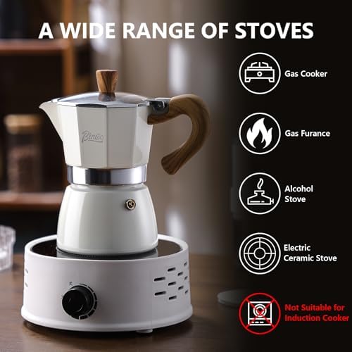 Bincoo Espresso Maker Stovetop,Camping Moka Pot 2 Cup/120ML,Stove Top Espresso Italian Coffee Maker,Easy to Use