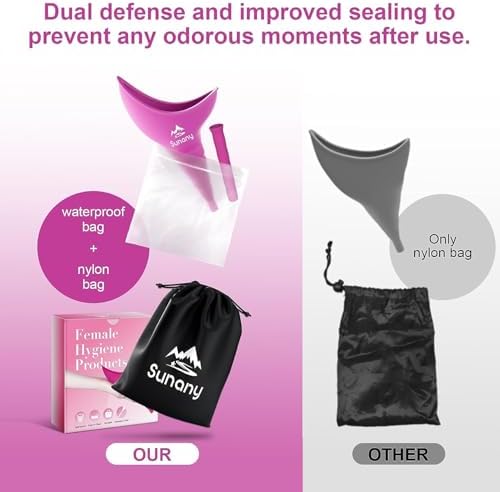 Sunany Female Urinal, Female Urinal with Silicone Funnel, Portable for Standing Female, Reusable Urinal for Female Toilet, for Outdoor, Activities, Camping, Travel