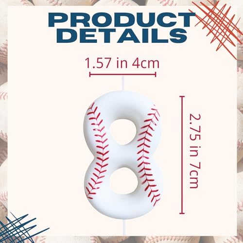 Baseball Birthday Number Candles for Cake White Number 1 Rookie of The Year 1st Birthday Candle Baseball Cake Topper for Baseball Birthday Party Decorations
