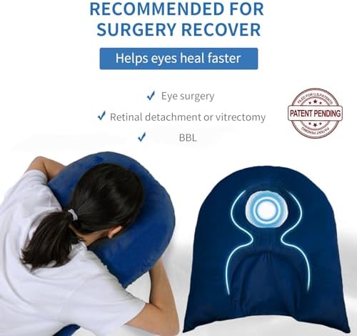 Face Down Pillow for Sleeping, Prone Pillow for Vitrectomy or Retinal Surgery, Adjustable Height Face Down Sleep, Retina Lying Eye Surgery Recovery (Velvet-Dark blue)