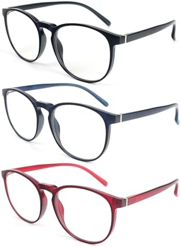 KoKoBin Retro Round Reading Glasses for Men Women 3 Pack Spring Hinge Fashion Readers