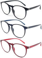 KoKoBin Retro Round Reading Glasses for Men Women 3 Pack Spring Hinge Fashion Readers