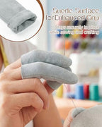 EORTA 10 Pack Leather Finger Cots, Soft Suede Non-Slip Finger Protectors for Needle Felting, Sewing, Electronics Repair, Knitting, Needlework, Embroidery & Crafts, Grey