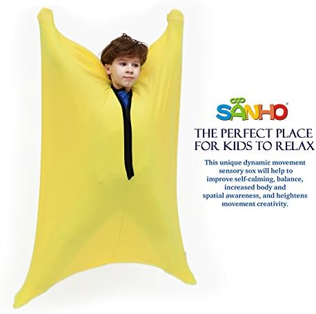 SANHO Dynamic Movement Sensory body Sock,Small, 3-5 Years,40" L x 27" W,Good for Height:35"-40",For Autistic & Sensory Processing Disorders,Updated Version,Yellow.