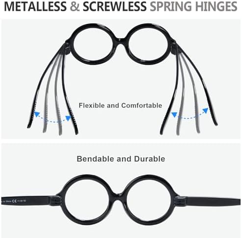 CessBlu 6 Pack Huge Oversized Reading Glasses without Metal No Screws for Women Large Head Round Readers +2.75
