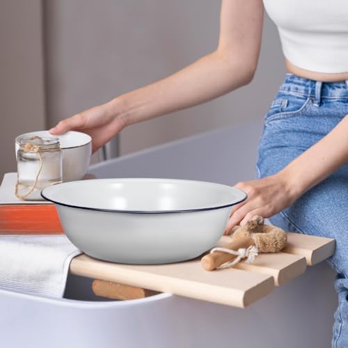 Enamel Basin, 30 Cm Foot Bath Basin for Soaking Feet Metal Foot Soak Tub Foot Bucket Laundry Wash Basin Old Fashioned Footbath for Home Spa Pedicures