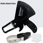 Sequoia Trimcal 4000 Body Fat Caliper with Tape Measure - Precision (Dual-Sided Design) for Fitness Tracking - Color Black & Black