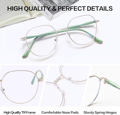 3PCS Fashion Round Reading Glasses for Men&Women, Super Light Anti Blue Light Readers, Classic Retro Oval Eyewear