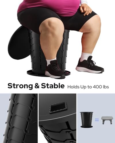 Height Adjustable Portable Folding Toilet for Camping, Adults & Kids, 400 lbs Capacity | Compact Travel Toilet with Lid, Waste Bags & Gel Packs | Outdoor, RV, Hiking, Emergency Potty
