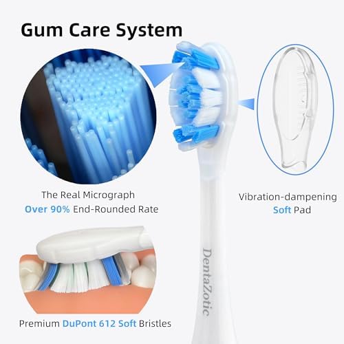 Gum Care Replacement Heads for Philips Sonicare, Electric Toothbrush Replacement Heads for Adults, Soft Bristles, White 10 Pack