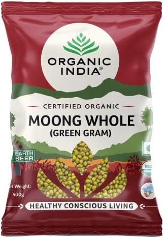 ORGANIC INDIA Rich in Proteins & Dietary Fiber, Delicious in Taste Moong Whole (Green Gram) 500gm