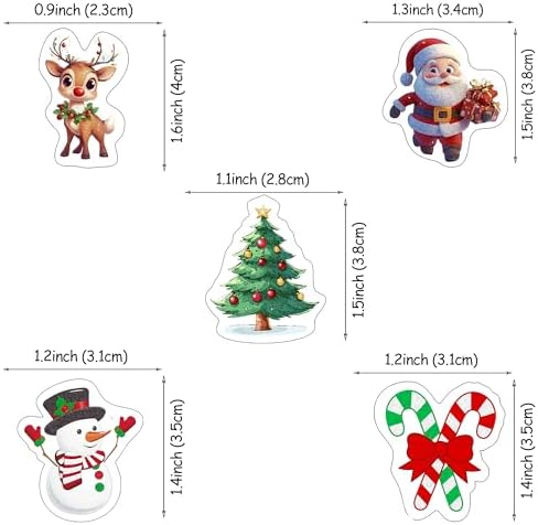 50 PCS Edible Christmas Cupcake Toppers Santa Claus Candy Cane Xmas Tree Snowman Deer Cupcake Picks Edible Merry Christmas Cake Decorations for Xmas Theme New Year Holiday Birthday Party Supplies
