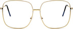 Oversized Square Metal Reading Glasses Women Men, Large Anti Eyestrain Eyewear, Blue Light Blocking Computer Readers