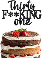 31 Cake Toppers - Happy 31st Birthday Set, Black Glitter & Funny Designs for Men & Women