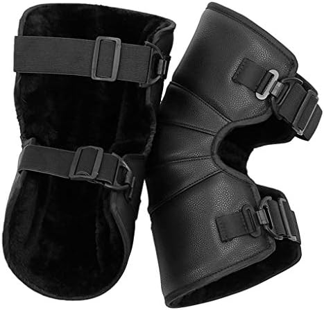 Motorcycle Knee Pads Sleeve Wraps Winter Windproof Waterproof Leather Thermal Fleece Lining Knee Brace Warmer Kneepad Adjustable Knee Shin Protective Guards for Motorcycle Bicycle Cycling
