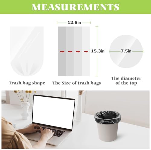 0.5 Gallon Mini Trash Bags Garbage Bags, Tiny Bathroom Trash Can Liners by Teivio, Small Plastic Bags for Desktop Trash Bin/Dog/Poop Car, Fit 2 Liters or Less Can (300 Counts, Black)