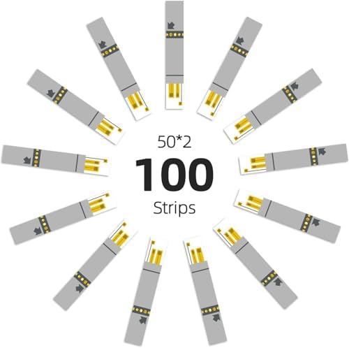 Metene AGM-513S Test Strips for Diabetes, 100 Count Blood Glucose Test Strips, Use with Metene AGM-513S Blood Glucose Monitoring System Only (No Monitor)
