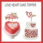 6 Pcs Love Heart Cake Topper Cake Decoration for Valentine's Day Wedding Mother's Day, Acrylic Gold Cupcake Topper Picks Love You Letter Cake Topper for Party Cake Desserts Decor Supplies