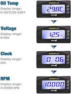 Motorcycle 4 in 1 Multifunction Gauge Koso Mini 4 Meter (RPM Tachometer+Oil Temperature+Voltmeter+Clock) 4in1 Multi-Functional Gauge Digital Multimeter (M14X1.25, Left)