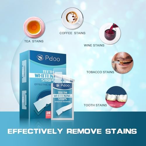 28 Teeth Whitening Strips (14-Day), Non-Sensitive Fast Remove Smoking, Coffee, Wine Stains, Teeth Brightening Kit Pack of 28pcs Non-Slip Strips