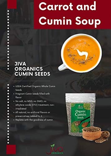 Jiva Organics Organic Cumin Seeds Whole 1 Pound Jar - Non-GMO, Pure, Vegan - Cumino