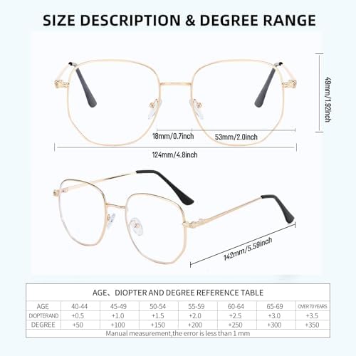 Oversized Metal Reading Glasses Women, Blue Light Blocking Computer Readers, Stylish Lady Large Eyeglasses