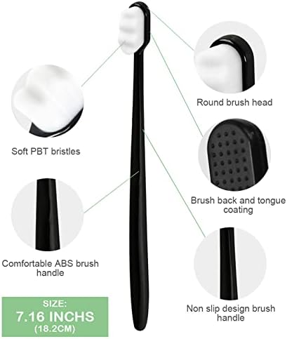 EasyHonor Extra Soft Toothbrush for Sensitive Gums,Micro Fur Manual Toothbrush, 20000 Soft Floss Bristle for Pregnant Women, Elderly, etc. (2black+2white+2pink，All White Bristle)