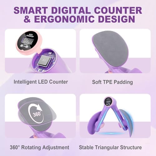 Thigh Master, Pelvic Floor Muscle Trainer for Women, Kegel Trainer for Postpartum Rehabilitation with LED Display, Inner Thigh Exercise Workout Equipment for Home Gym