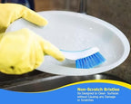 Zuvo Plastic Long Handled Scrubbing Suction Cup, Durable Bristles,Dish Washing Brush.Washing Up Kitchen Brush, Assorted Colour, 5 X 21 X 5 cm-Pack of 3