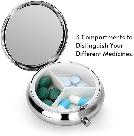 Soleebee Bling Crystal Pill Box, Portable 3 Compartments Daily Pill Organizer, Small Travel Pill Case for Purse or Pocket, Medicine Vitamin Pill Container Organizer (Pink)