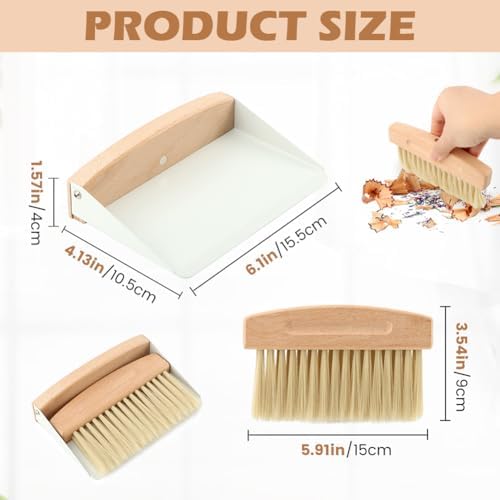 Mini Dustpan and Brush Set,Small Beechwood Dust Pan and Brush Set,Portable Cleaning Broom with Dustpan Combo Set with Natural Sisal