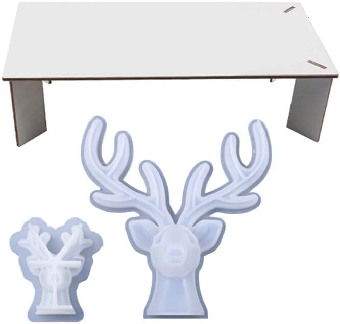 2PCS Deer Head Resin Mold Christmas Deer Antlers Silicone Molds 3D Deer Epoxy Casting Mold for Wall Hanging Mount Decor DIY Jewelry Art Craft Making Set DIY Crafts Party Decoration