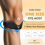 JHVW Silicone Patellar Tendon Support Strap 2-Pack, Knee Brace for Women Men, Adjustable Non-Slip Patella Band Support (Black)