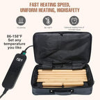 Hot Bamboo Massage Sticks Warmer Kit,12pcs Solid Bamboo Sticks for SPA,Portable Stone Massage Heater with Temperature Control/Heating Time for Home/Travel Spa Warming Therapy Relaxing