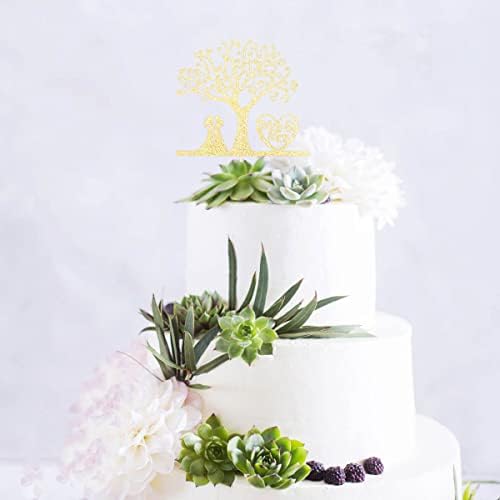 Mrs & Mrs Cake Topper - Romantic Lesbian Wedding Party Decor - LGBT Marriage Union, Love is Love, Gold Glitter