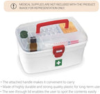 MILTON Medical Box, First Aid Empty Medicine Storage Box Organizer Family Emergency Kit Detachable Tray Easily Accessible with a Transparent Lockable Lid White - Set of 2