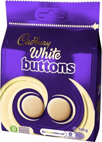 Cadbury White Chocolate Giant Buttons, Sharing Bag, Bite Size Treats, 100 g (Pack of 1)