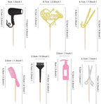 Ercadio 35 Pack Barbershop Themed Cupcake Toppers Gold Love is In the Hair Bachelorette Cupcake Picks Bridal Shower Birthday Party Cake Decorations Supplies Hair Gryer Black