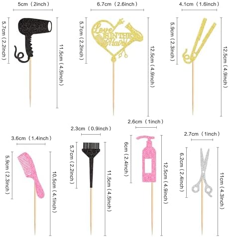 Ercadio 35 Pack Barbershop Themed Cupcake Toppers Gold Love is In the Hair Bachelorette Cupcake Picks Bridal Shower Birthday Party Cake Decorations Supplies Hair Gryer Black