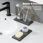 Razborci 2PCS Diatomite Water Absorbing Stone Drying Tray Mat for Bathroom & Kitchen Counter, Instant Dry Drink Bar Coaster, Vanity Sink Caddy Organizer, Dish Soap Sponge Holder, Dark Gray, 8"x3.8"