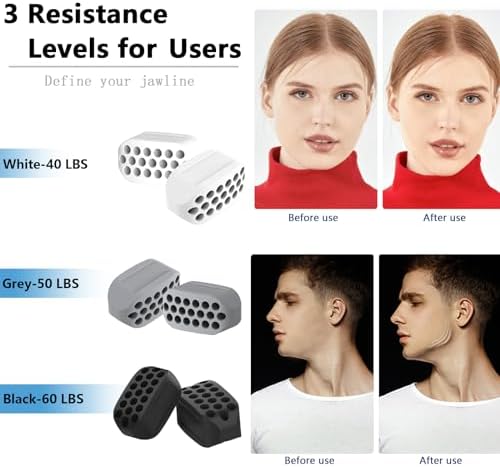 Jaw Exerciser for Man and Woman 3 Resistance Levels (6 pcs) BPA Free Silicone Jaw Exerciser Gum Tablets Jaw Trainer & Jaw Exerciser Shaper for Beginner, Intermediate & Advanced Users