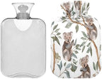 Cute Koala Leaves Hot Cold Water Bottle with Fleece Cover PVC Hot Water Bag 1 Liter