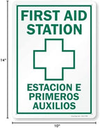 SmartSign “First Aid Station” Bilingual Sign | 10" x 14" Plastic