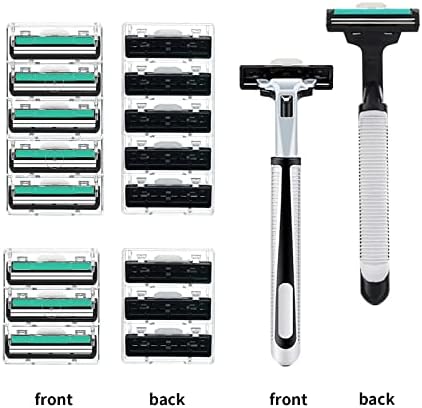 Razors for men Shaving,2-Blade mens Razor Includes 1 Handles and 30 Replaceable razor head, Non-Slip Travel Carry Shaver for men Pack