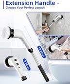 Electric Spin Scrubber, Cordless Power Scrubber for Bathroom Cleaning, 6 Replaceable Brush Heads, 360 RPM, Long Battery for Tub, Tile, Grout & Floor