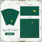JarThenaAMCS 50 Pcs Christmas Linen Feel Napkin Xmas Tree Gold Foil Disposable Airlaid Paper Napkin Green Prefolded Dinner Napkins with Built-in Flatware Pocket for Winter Holiday Party Supplies
