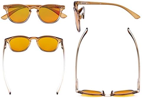 Eyekepper Ladies Blue Light Blocking Reading Glasses with Orange Tinted Filter Lens - Night Sleep Computer Readers Women - Brown-Clear Frame +2.25
