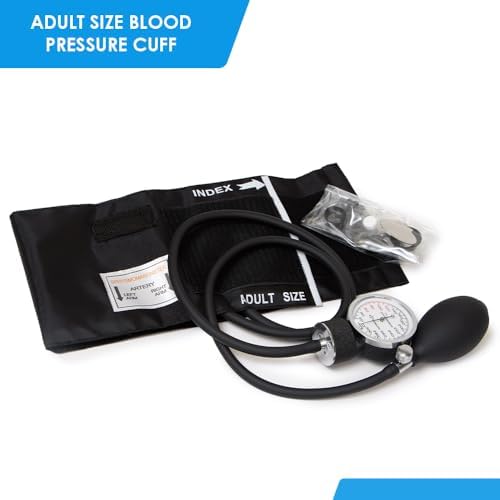 Primacare DS-9181-BK Professional Aneroid Sphygmomanometer and Sprague Rappaport Stethoscope, Manual Blood Pressure Kit with Cuff and Carrying Case, Black