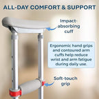 DMI Universal Aluminum Crutches - Adjustable Underarm Walking Aid for Adults, Shorter to Tall (4'6"-6'6"), Push-Button Height Adjustment, 300 lbs Capacity, Slip-Resistant Tips, 1 Pair